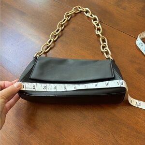 House of Want | Black Faux Leather Bag with Gold Chain